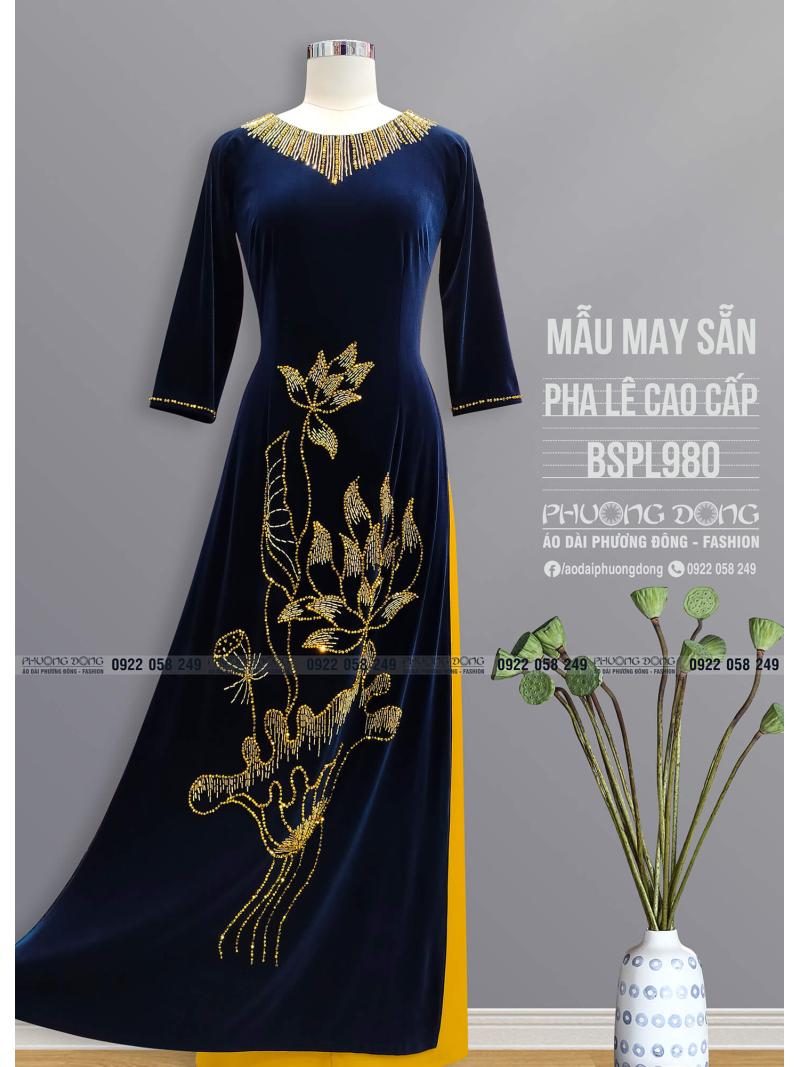 Áo Dài Bà Sui Nhung Đính Đá Pha Lê Cao Cấp BSPL980